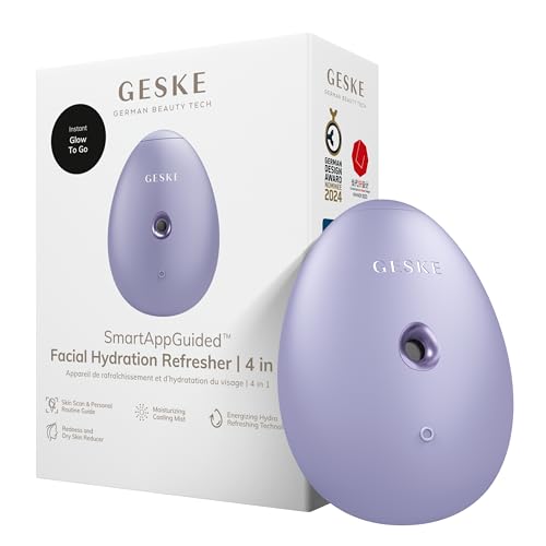 Product photo of GESKE SmartAppGuided Facial Hydration Refresher 4 in 1 | Water Atomiser, Face Steamer, Spray Mist and Facial Cleansing Device (Purple)