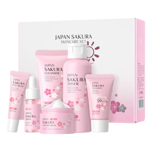 Product photo of LAIKOU Sakura Skincare Gift Set for Teenage Girls 6pcs Travel Sized