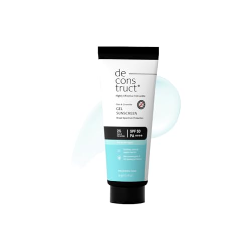 Product photo of Deconstruct Oats & Ceramide Gel Sunscreen SPF 50 PA++++, In Vivo, Barrier Repair for Sensitive & Oily Skin, Soothes and Calms Skin, New Gen UV Filters, Lightweight & Non-Greasy, For Men & Women, 50g